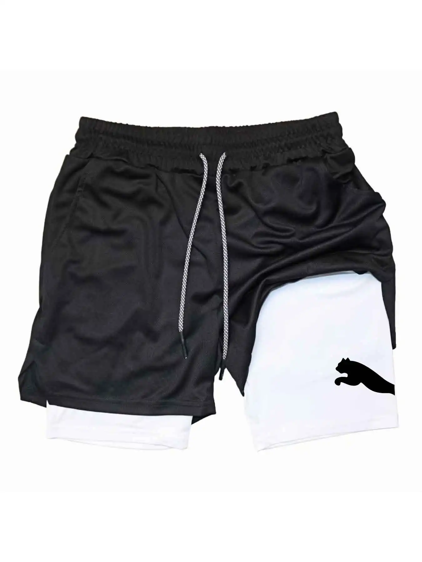 Running Gear Men - Printed Sports Shorts 2-in-1 Gym Running